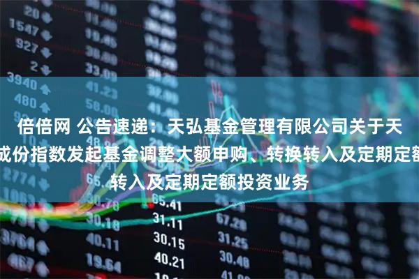 倍倍网 公告速递：天弘基金管理有限公司关于天弘北证50成份指数发起基金调整大额申购、转换转入及定期定额投资业务